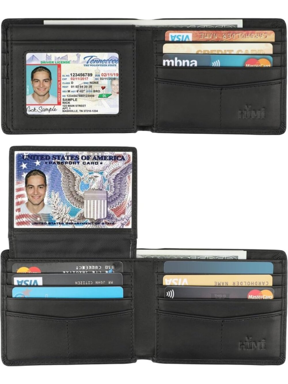 Genuine Leather RFID Blocking Bifold Wallet for Men with 2 ID Windows - Stylish